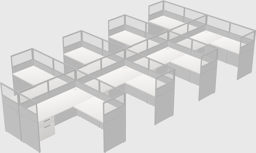 Shared l-shaped cubicle