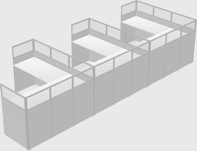 Shared l-shaped cubicle