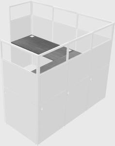 Cubículo compartilhado em forma de l