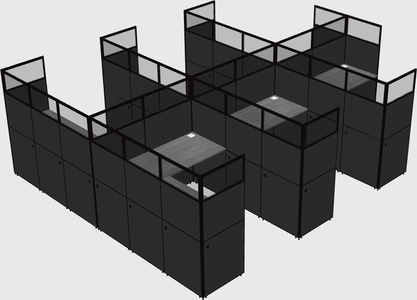 Shared l-shaped cubicle