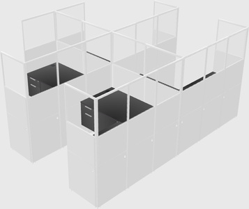 Shared l-shaped cubicle