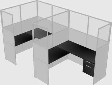 Shared l-shaped cubicle
