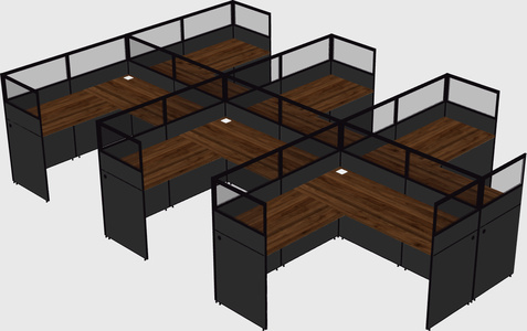 Shared l-shaped cubicle