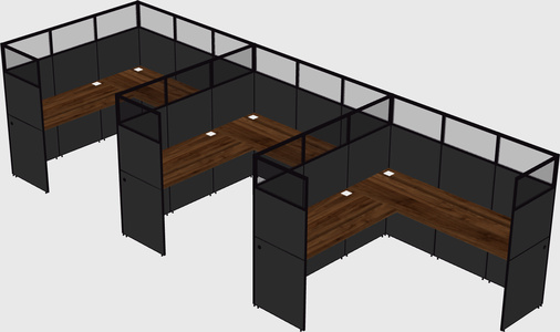 Shared l-shaped cubicle