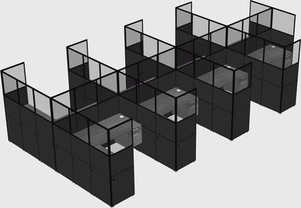 Shared l-shaped cubicle