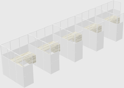 Shared l-shaped cubicle