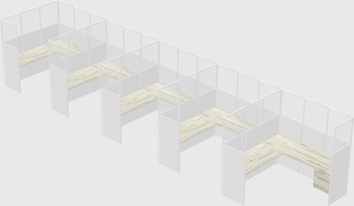 Shared l-shaped cubicle
