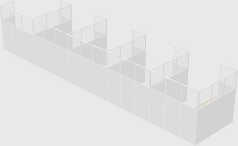 Shared l-shaped cubicle