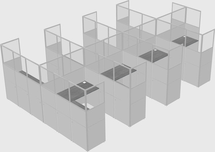 Shared l-shaped cubicle