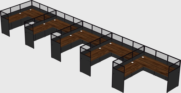 Shared l-shaped cubicle