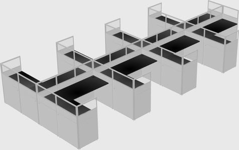 Shared l-shaped cubicle