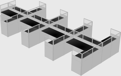 Shared l-shaped cubicle