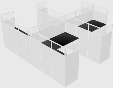 Shared l-shaped cubicle