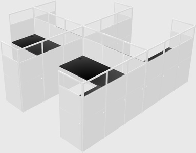 Shared l-shaped cubicle