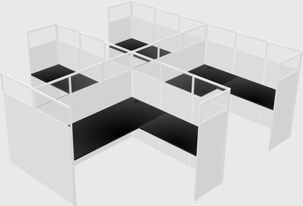 Shared l-shaped cubicle