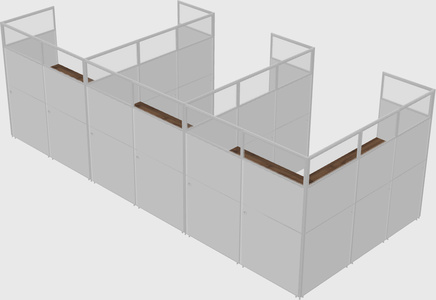 Shared l-shaped cubicle