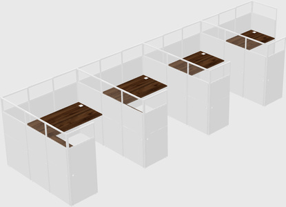 Shared l-shaped cubicle