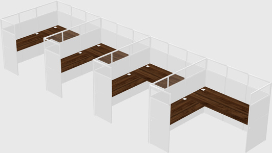 Shared l-shaped cubicle