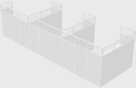 Shared l-shaped cubicle