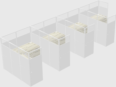 Shared l-shaped cubicle