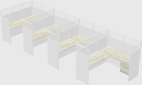 Shared l-shaped cubicle