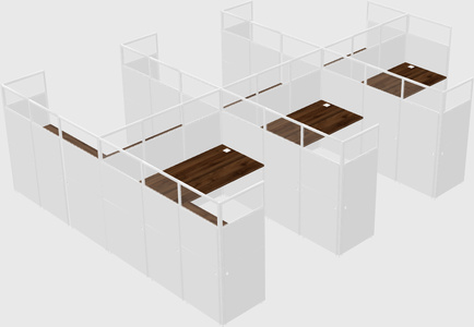 Shared l-shaped cubicle