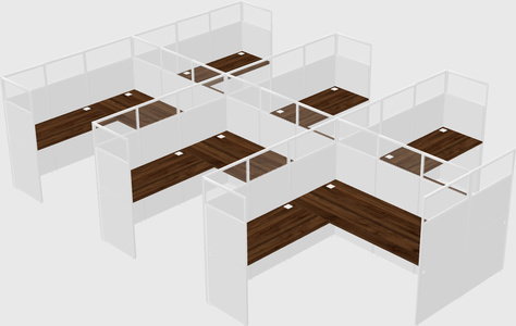 Shared l-shaped cubicle