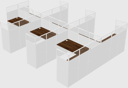 Shared l-shaped cubicle