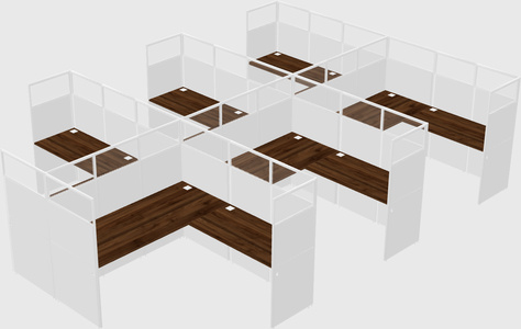 Shared l-shaped cubicle