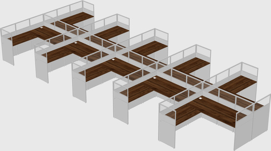 Shared l-shaped cubicle