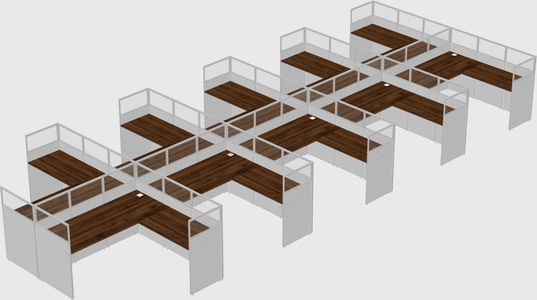 Shared l-shaped cubicle