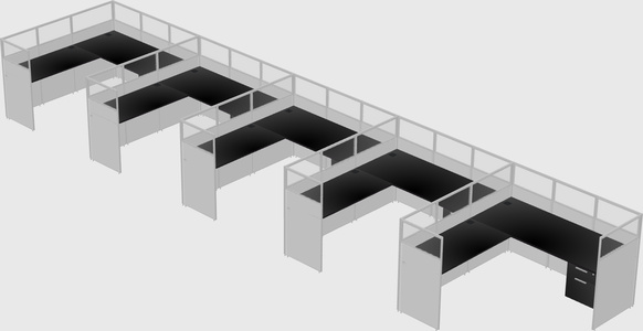 Shared l-shaped cubicle