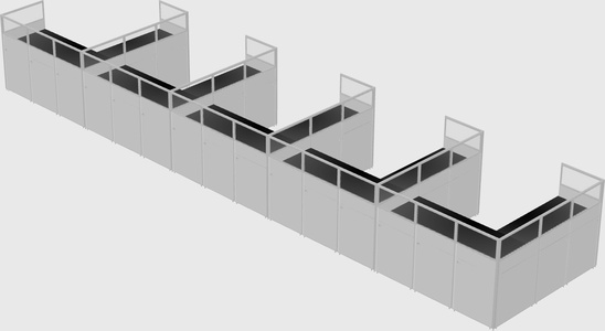 Shared l-shaped cubicle
