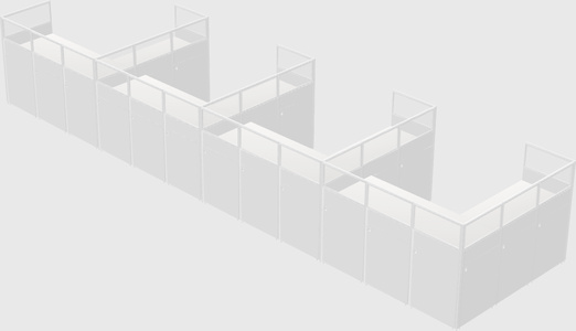 Shared l-shaped cubicle