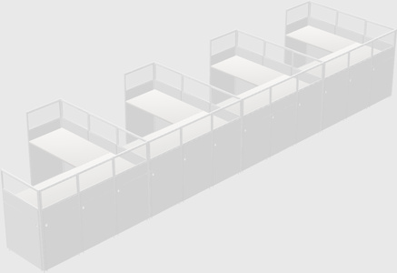 Shared l-shaped cubicle