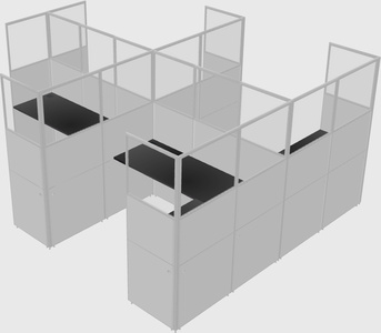 Shared l-shaped cubicle
