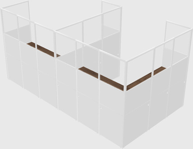 Shared l-shaped cubicle
