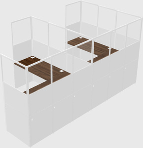 Shared l-shaped cubicle
