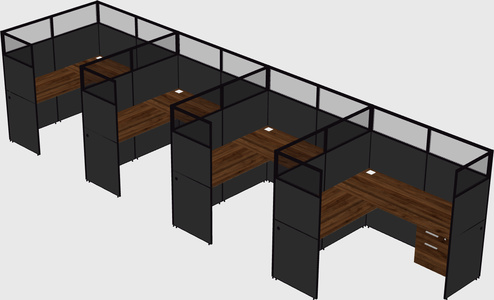 Shared l-shaped cubicle