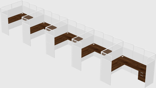 Shared l-shaped cubicle