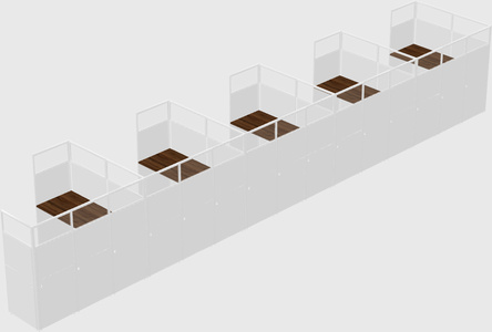 Shared l-shaped cubicle