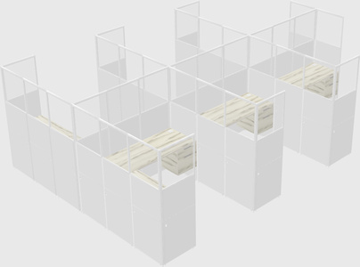 Shared l-shaped cubicle