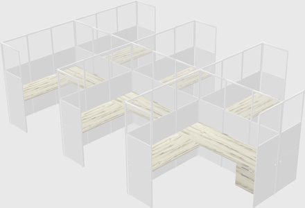 Shared l-shaped cubicle