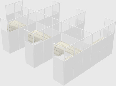Shared l-shaped cubicle