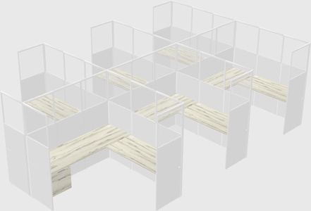 Shared l-shaped cubicle