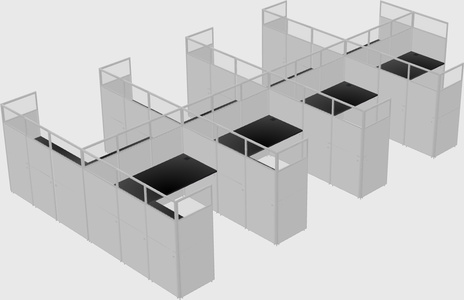 Shared l-shaped cubicle