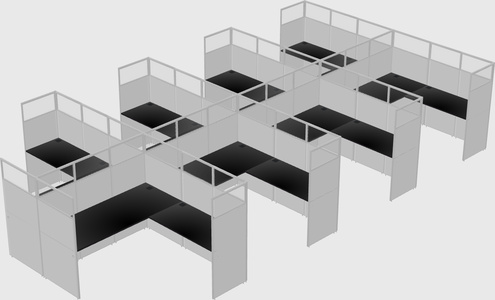 Shared l-shaped cubicle