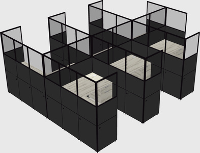 Shared l-shaped cubicle