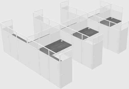 Shared l-shaped cubicle