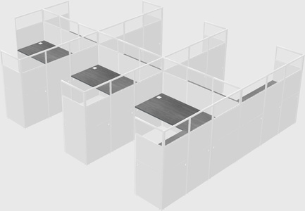 Shared l-shaped cubicle